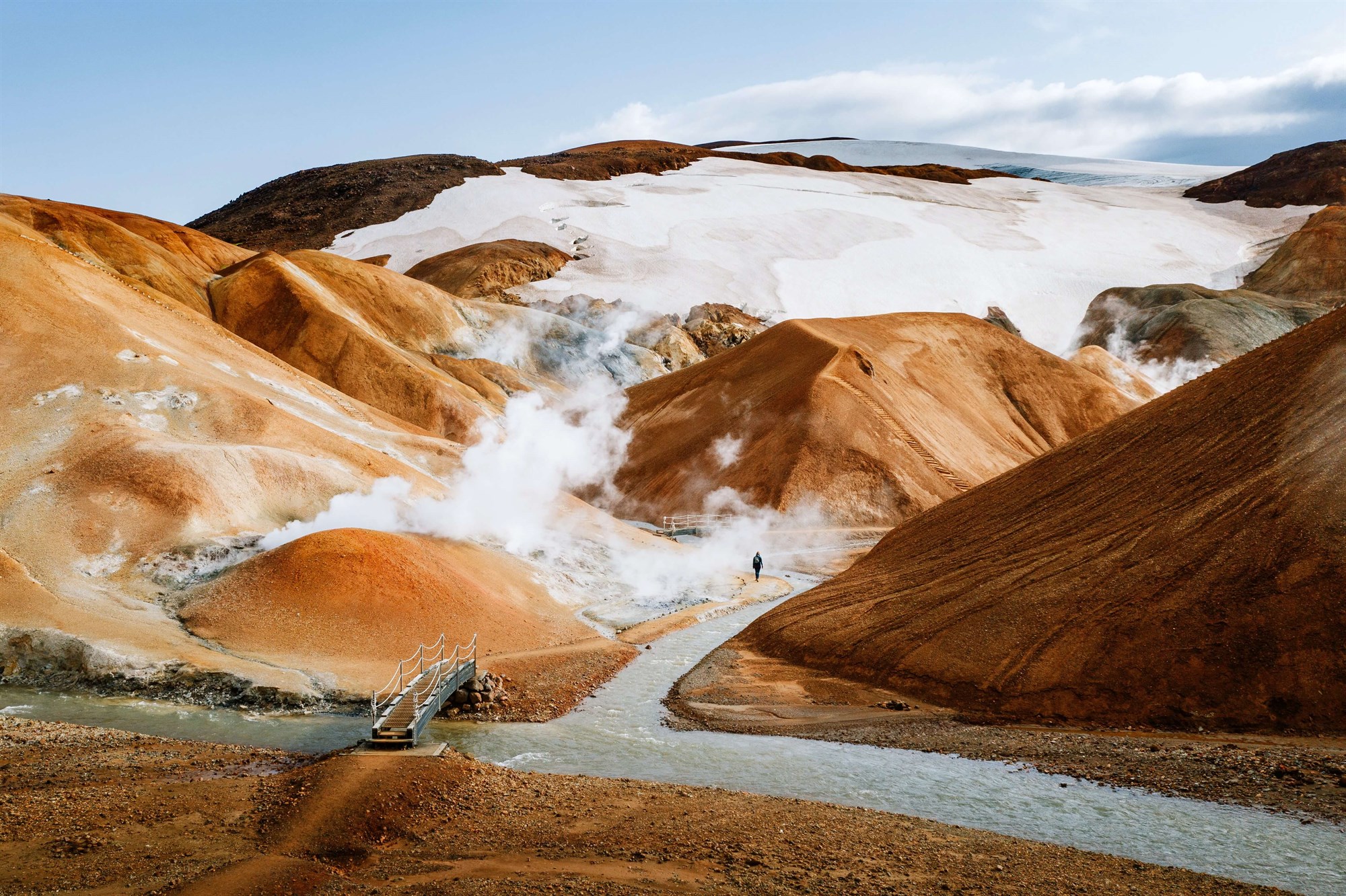 A person hiking in Kerlingarfjöll (Hag’s mountains)