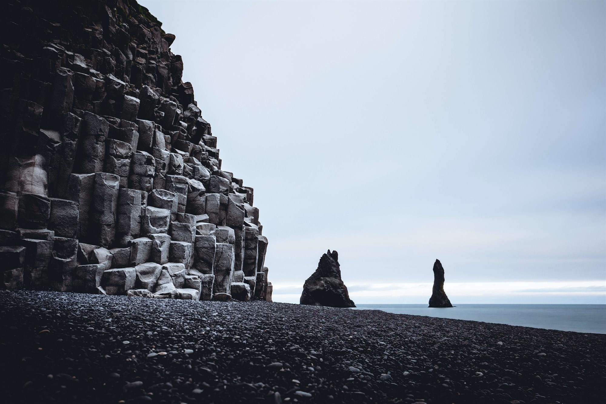 The basalt rock column formation at Reynisfjara black beach