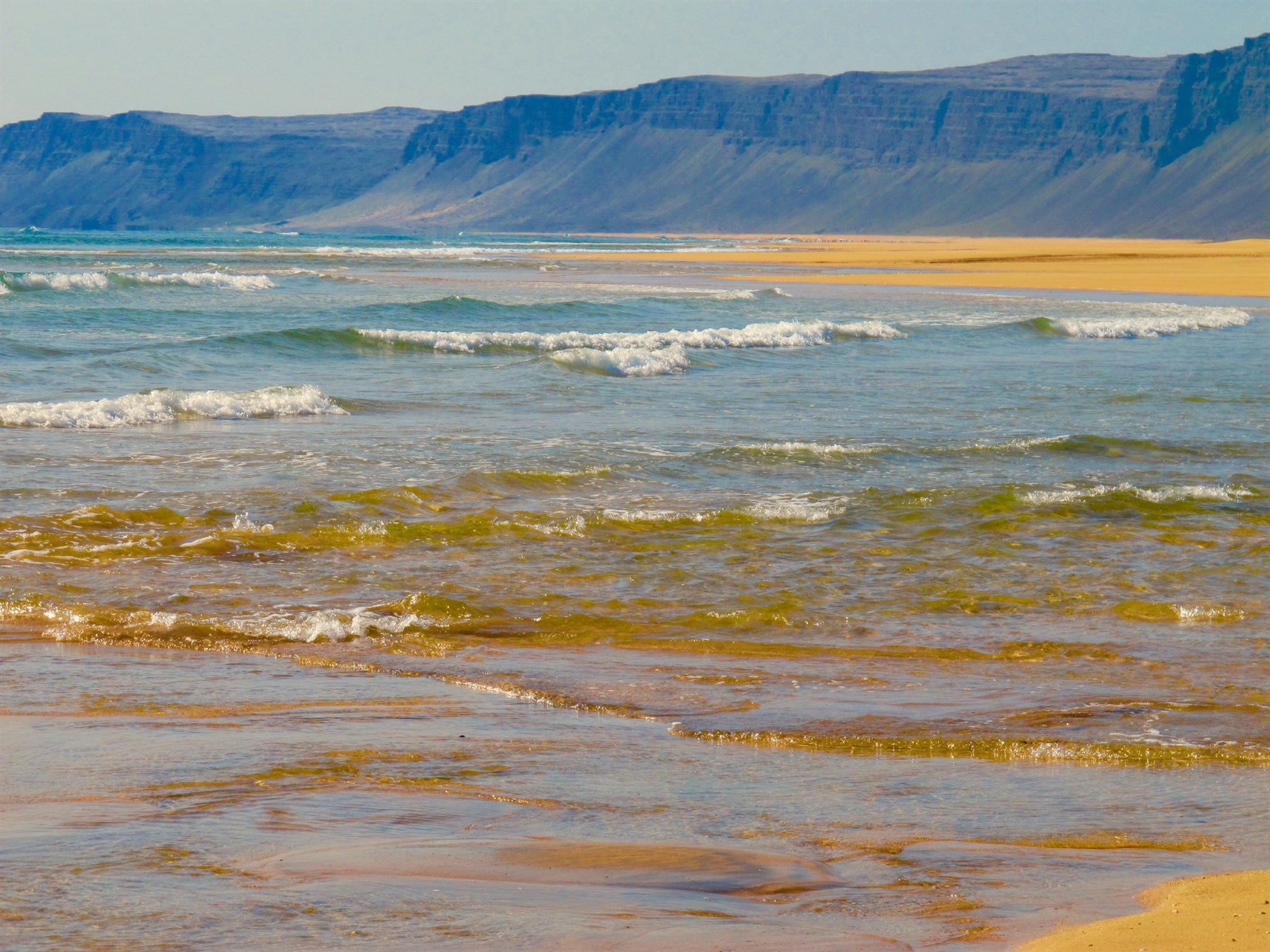 Waves crashing on Rauðasandur beach