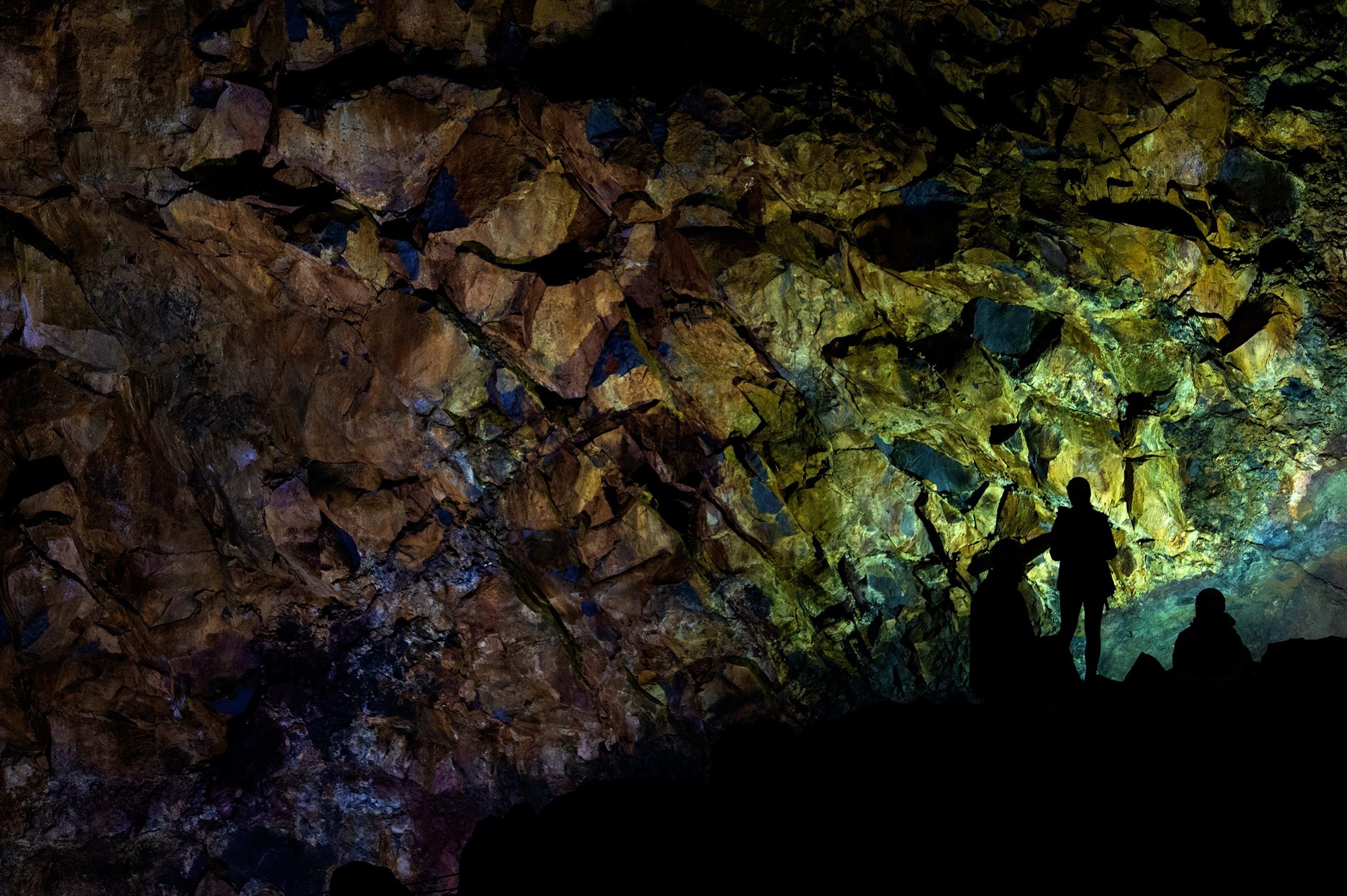 Colourful rocks inside Thrihnukagigur volcano in Iceland